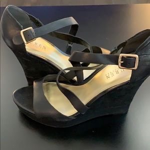 Ralph Lauren Suede and Leather Platform Wedges